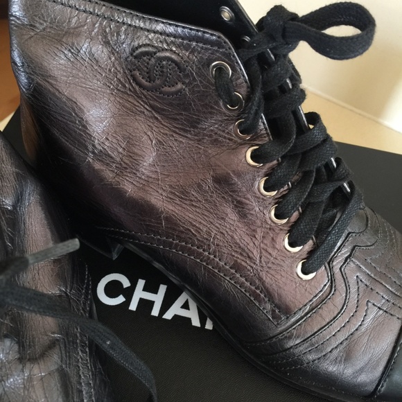 CHANEL Metallic Cap Toe Boots, Size 10 - Picture 9 of 12